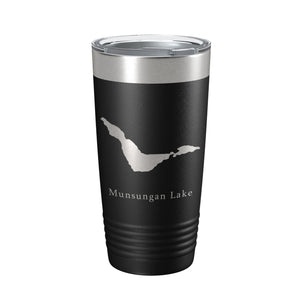 Munsungan Lake Map Tumbler Travel Mug Insulated Laser Engraved Coffee Cup Maine 20 oz