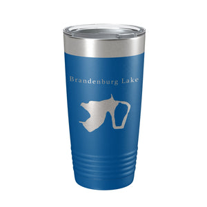 Brandenburg Lake Map Tumbler Travel Mug Insulated Laser Engraved Coffee Cup Illinois 20 oz
