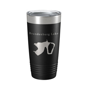Brandenburg Lake Map Tumbler Travel Mug Insulated Laser Engraved Coffee Cup Illinois 20 oz