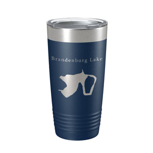 Brandenburg Lake Map Tumbler Travel Mug Insulated Laser Engraved Coffee Cup Illinois 20 oz