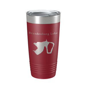 Brandenburg Lake Map Tumbler Travel Mug Insulated Laser Engraved Coffee Cup Illinois 20 oz