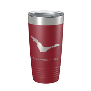 Munsungan Lake Map Tumbler Travel Mug Insulated Laser Engraved Coffee Cup Maine 20 oz