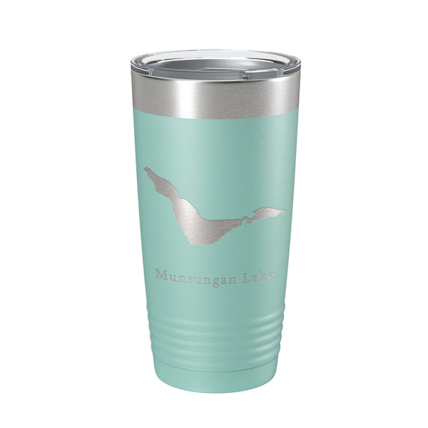 Munsungan Lake Map Tumbler Travel Mug Insulated Laser Engraved Coffee Cup Maine 20 oz